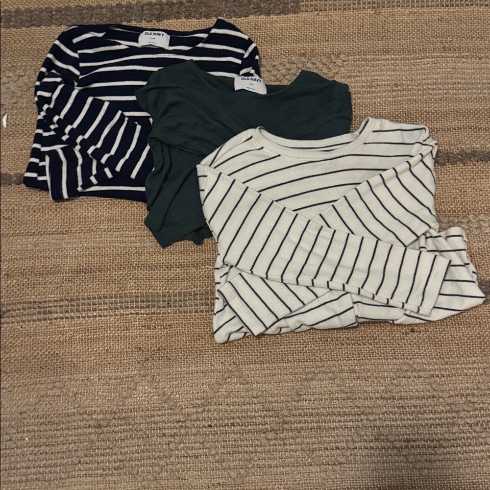 Old Navy Kids Striped Sweaters - Navy, Green, Cream